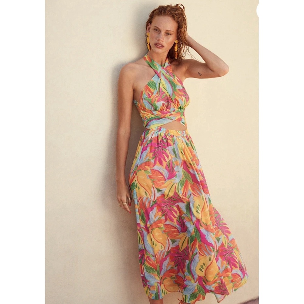 Lulus Tropics and Tequila Multi Floral Print Halter Cutout Maxi Dress - Picture 2 of 9